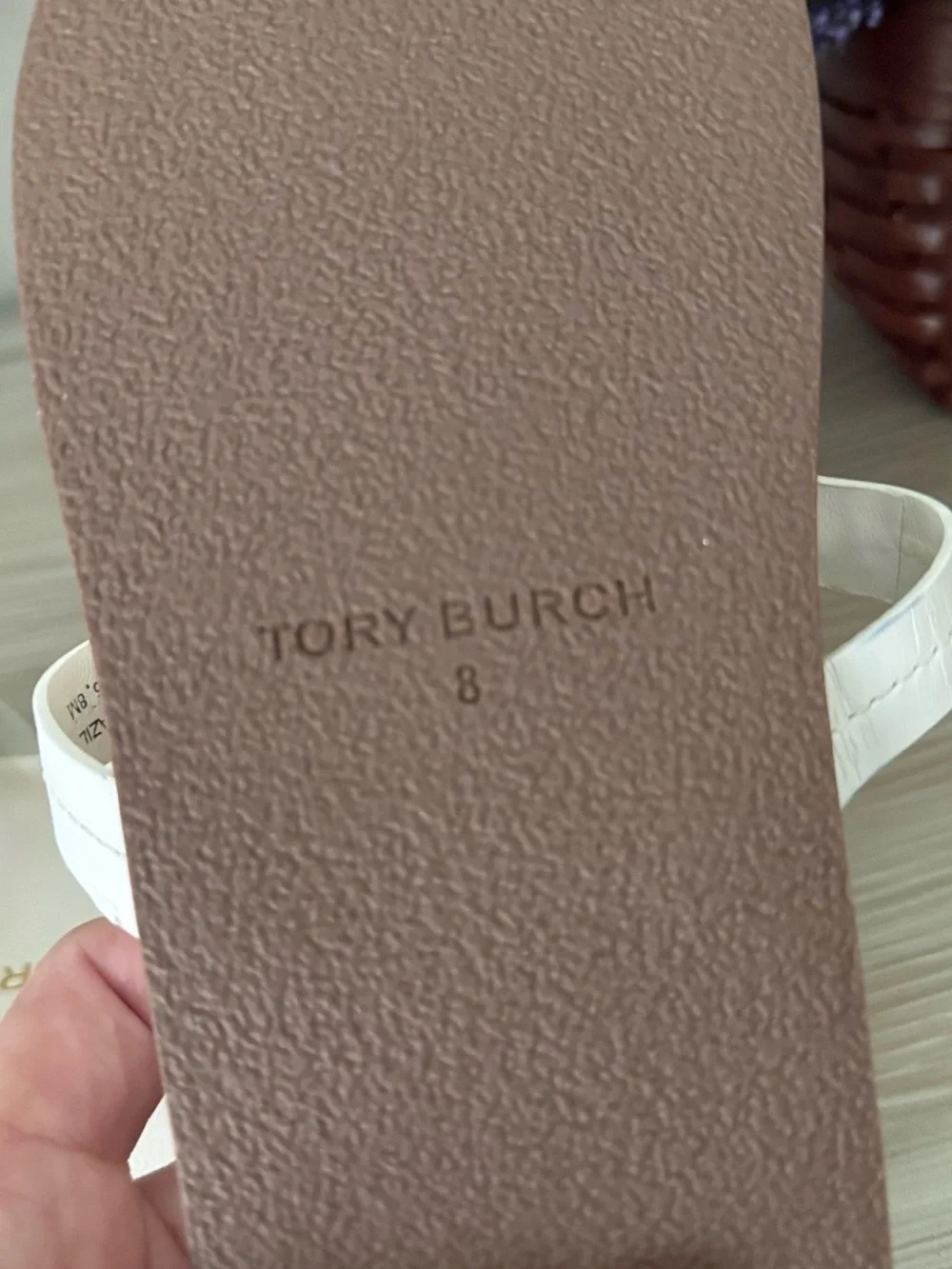 Tory Burch Cream Miller Logo Thong Sandals size 8 NWOT